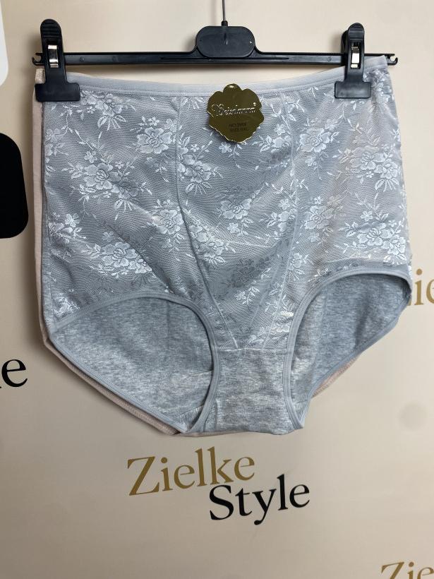 Majtki ściągające wysokie z koronką szare- 3969 - 5XL
