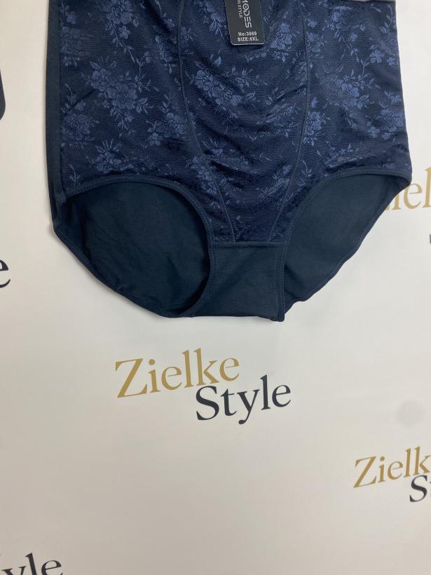 Majtki ściągające wysokie z koronką granat- 3969 - 6XL