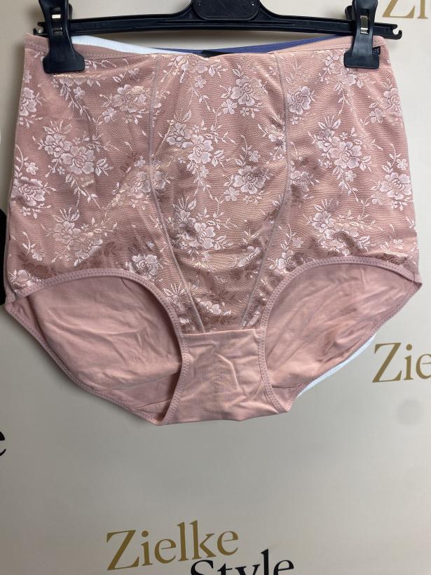 Majtki ściągające wysokie z koronką różowe- 3969 - 5XL