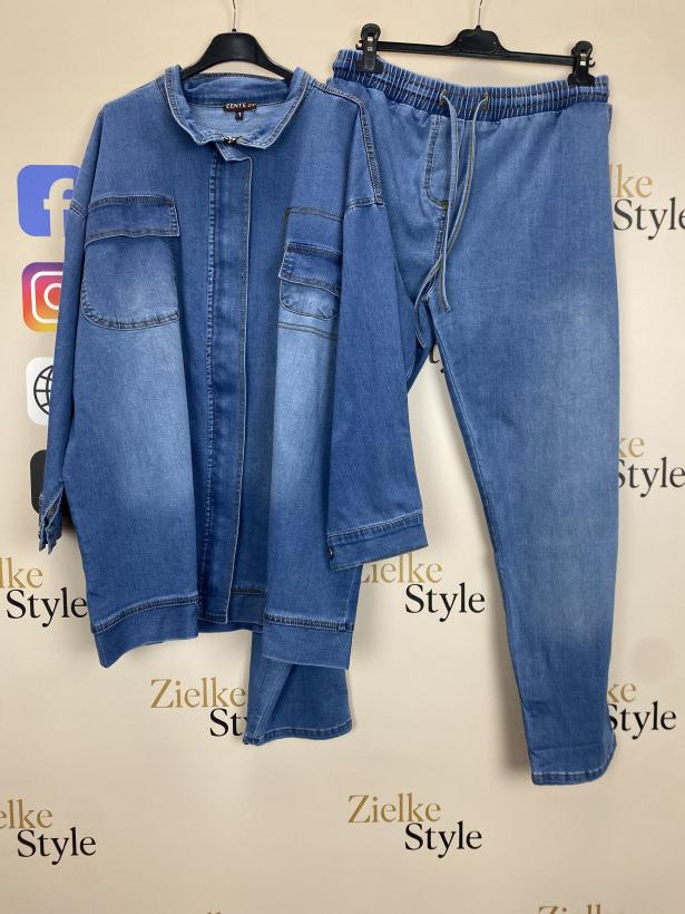 Komplet jeansowy jasny rozm.2 - 7008( katana +spodnie )