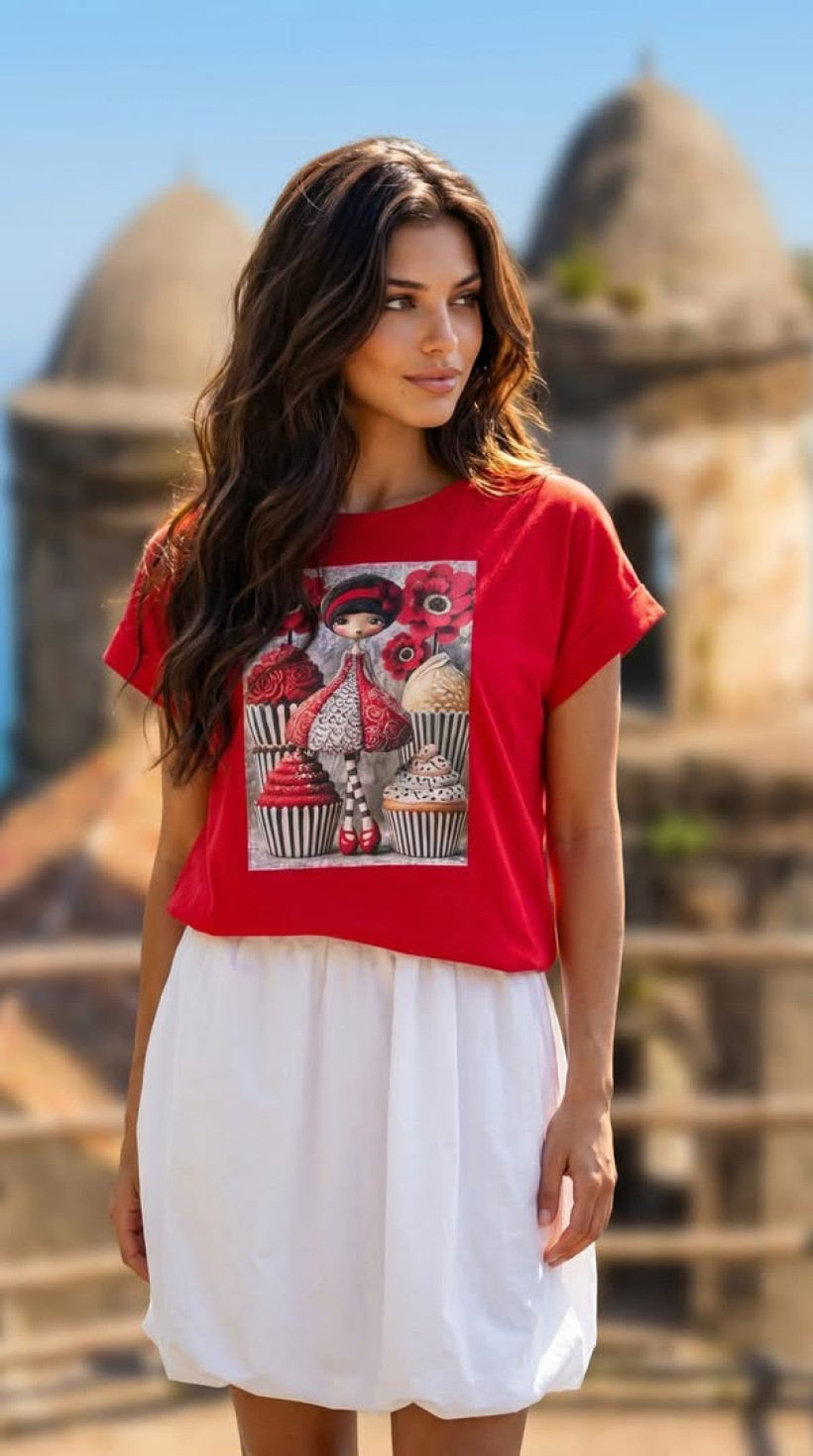 T-shirt Cupcake Doll Magnes Lines 