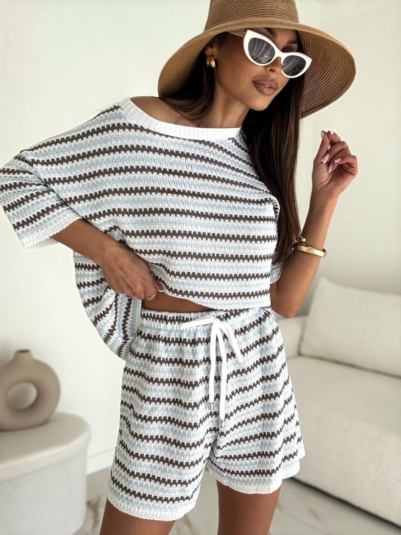 Komplet: szorty i t-shirt dziany Lazy Lines Bocca