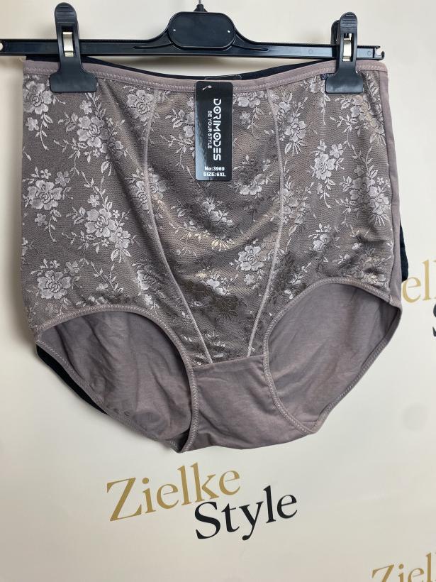 Majtki ściągające wysokie z koronką czekolada- 3969 - 4XL