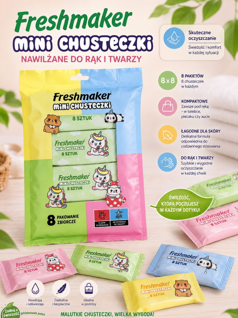 Chusteczki MINI nawilżane 8x8 szt.