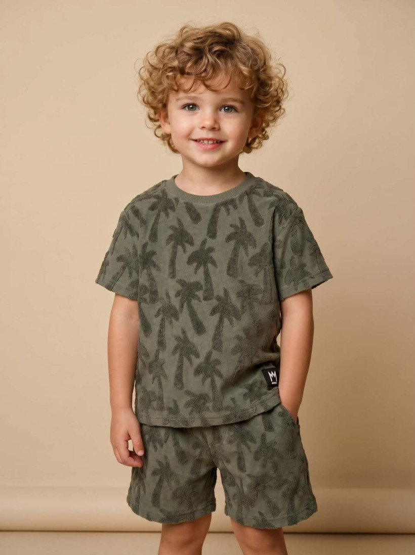 KOMPLET PALMY KHAKI - T-SHIRT + SZORTY MIMI
