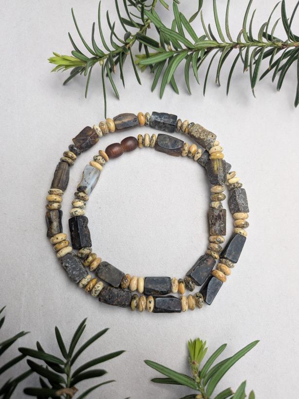 Naszyjnik z Surowego Bursztynu Bałtyckiego | Unikalna Biżuteria Handmade z Naturalnym Bursztynem i Jaspisem