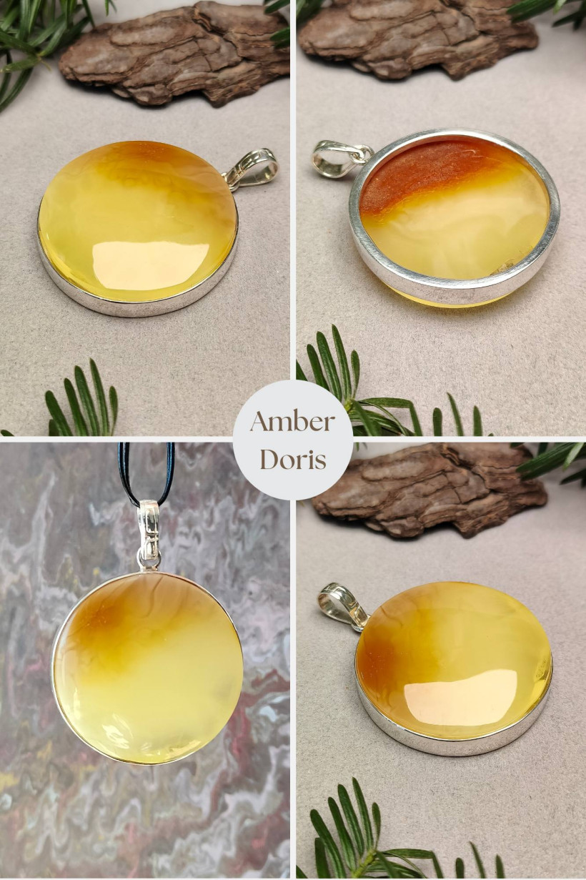 Słoneczny Wisior z Naturalnego Bursztynu Bałtyckiego – Amber Doris