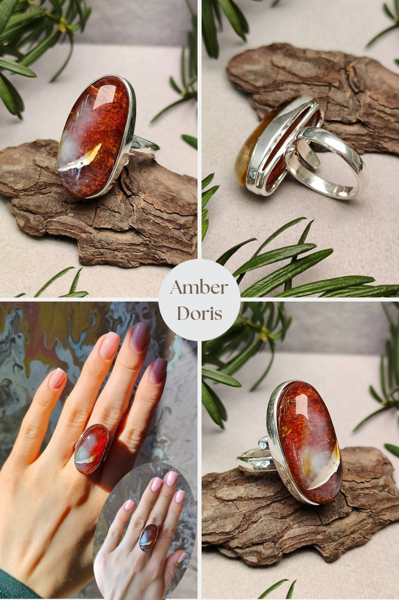 Pierścionek z Bursztynem Bałtyckim – Kolekcja Amber Doris