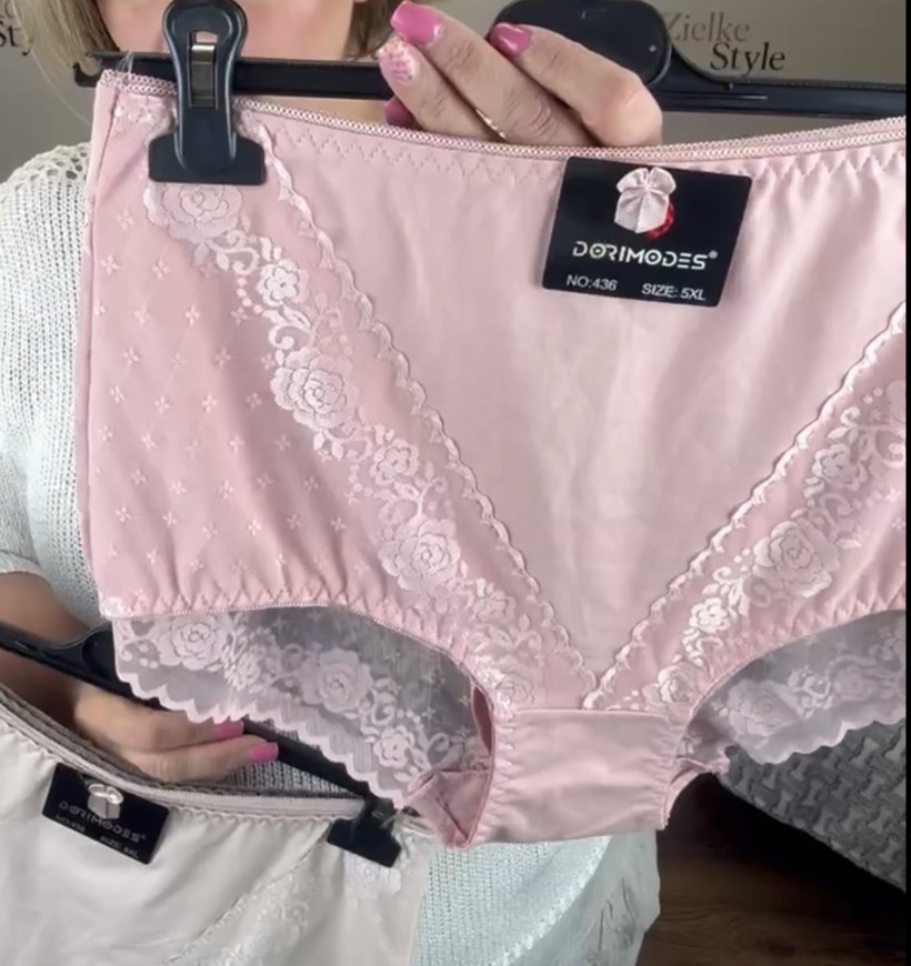Majtki z koronką - 5xl - 436 - pudrowy róż