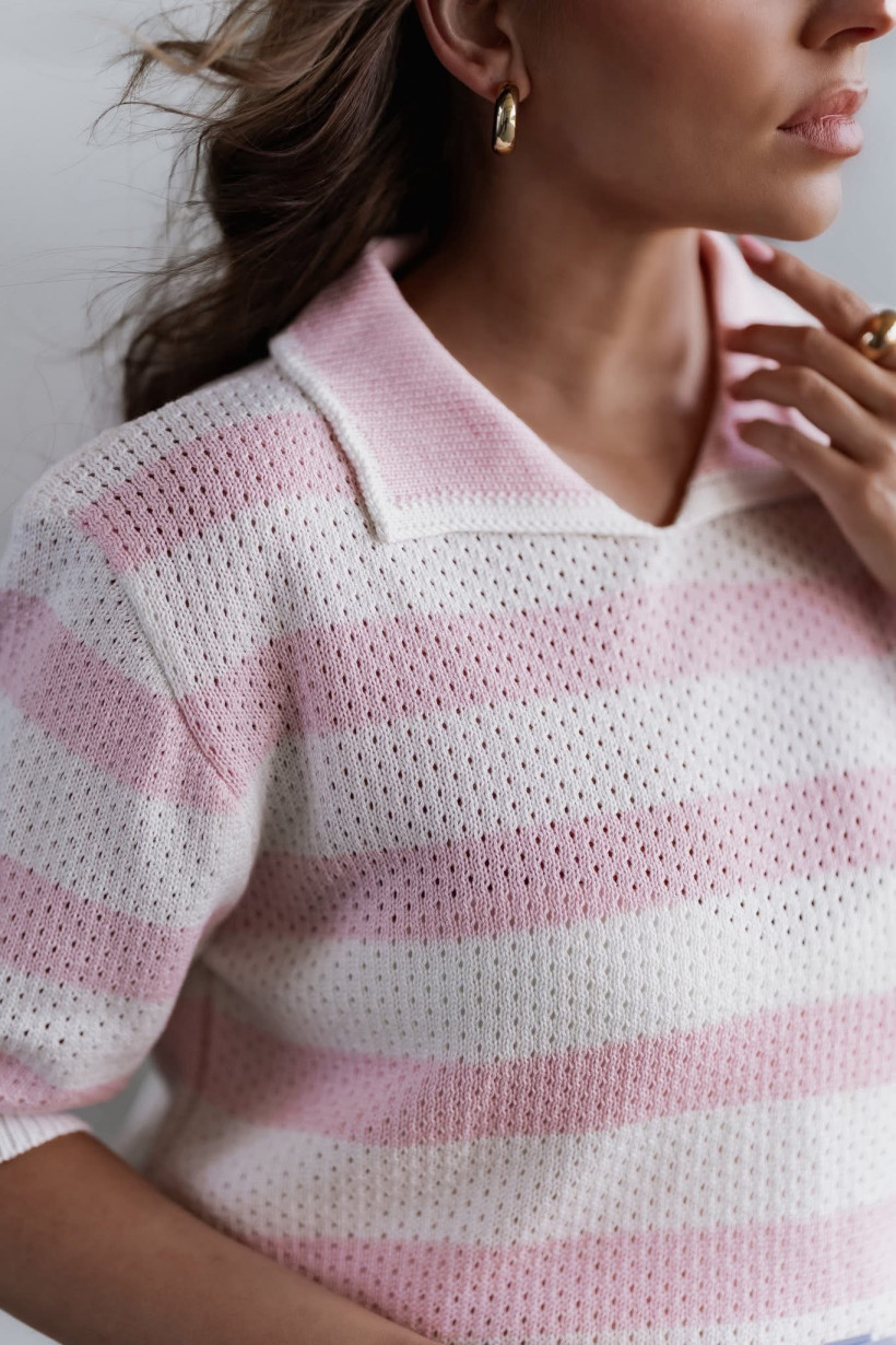 Sweterek Polo Stripes Ażurowy Pola