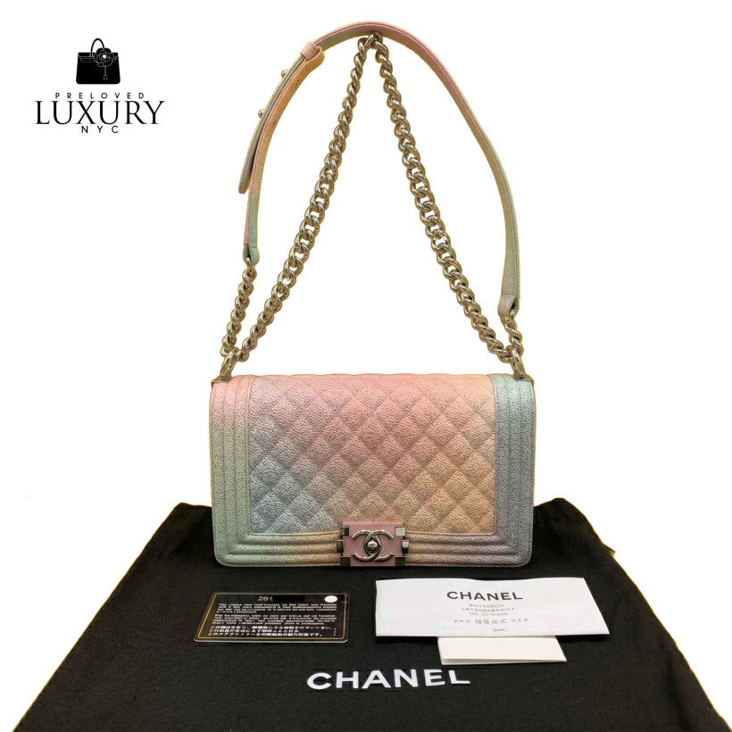 CHANEL Rainbow Boy A67086 25cm Medium Caviar Bag