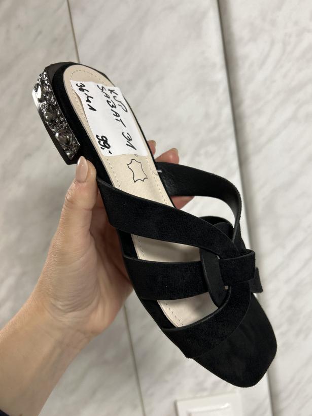 Sabat 31 laczek czarny z kamieniami na obcasie 21015-2 Black