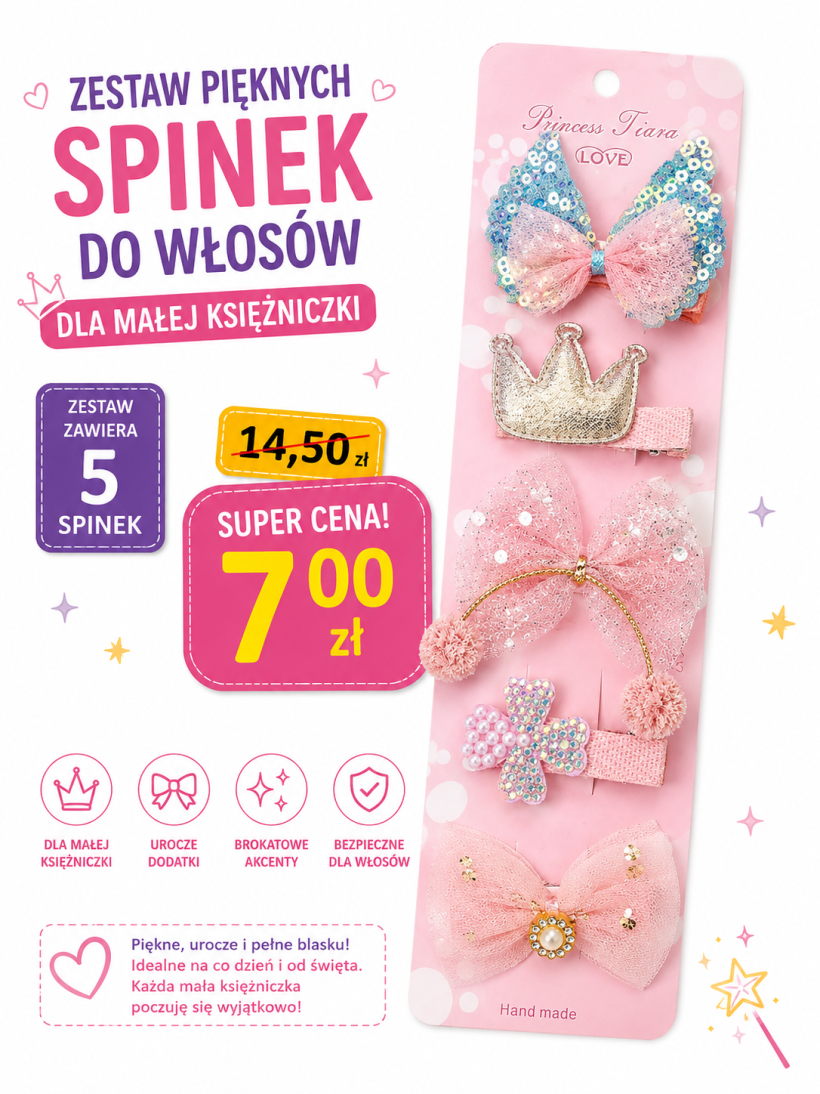 Piękny zestaw spinek do włosów 