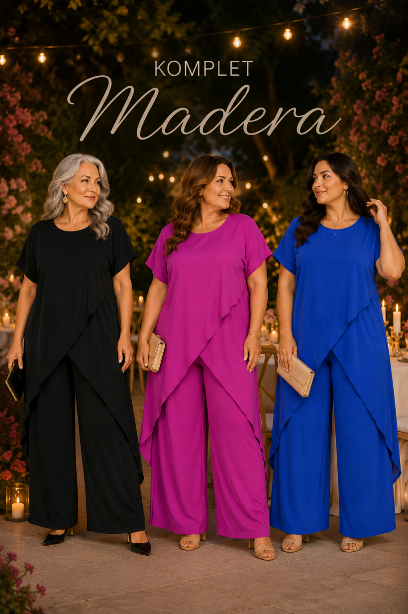 Komplet damski plus size Madera kreszowany