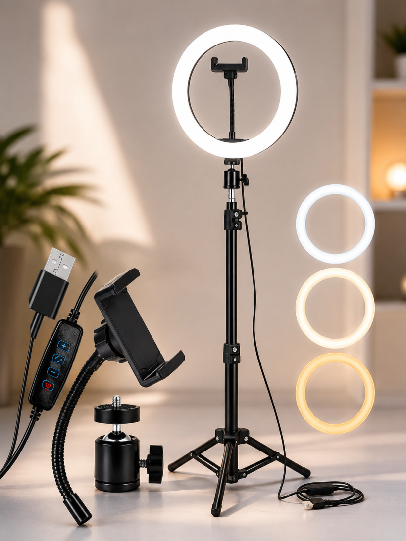 Lampa pierścieniowa LED Ring 30 cm 120W + statyw 220 cm