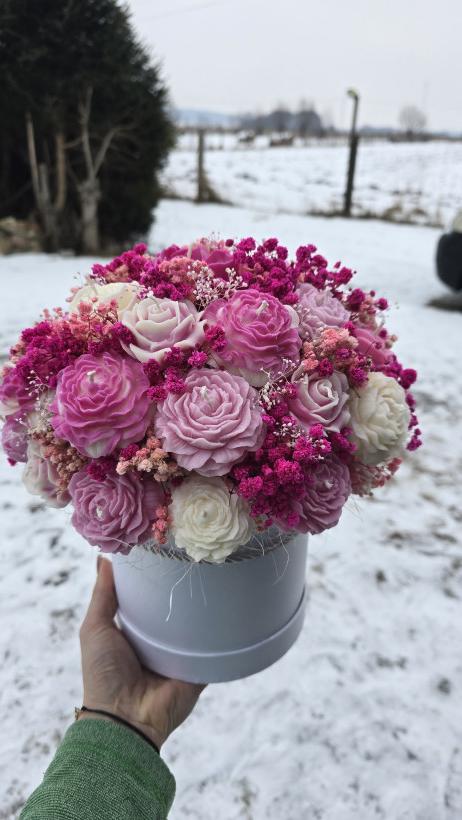 Box prezent flowerbox swiece sojowe candlebox urodziny podziękowanie 