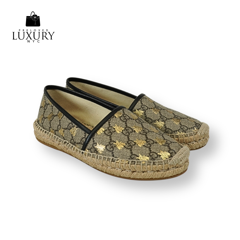 GUCCI Canvas Bee Espadrille Flats