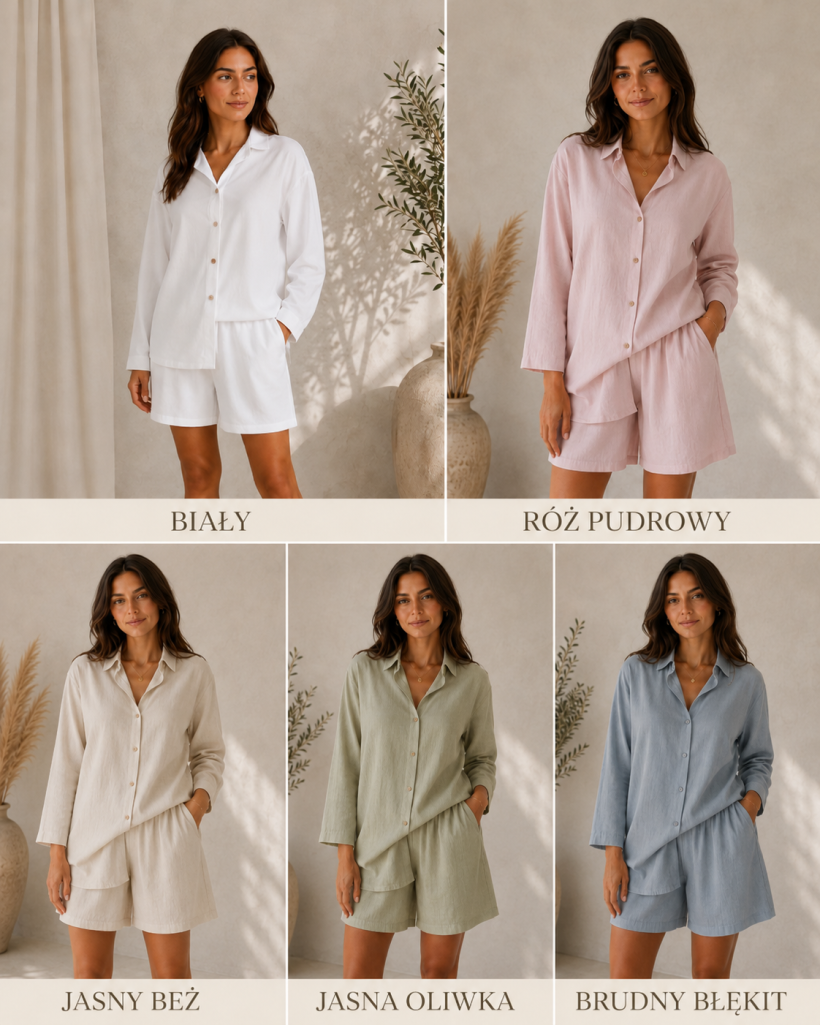 Lniany komplet Reina Off PINK 