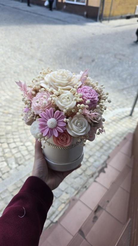 Box Flowerbox świece sojowe prezent urodziny