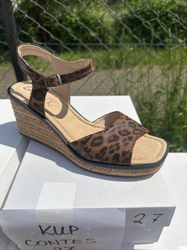 Contes 27 sandał klin pantera ciemna 618 brąz pant