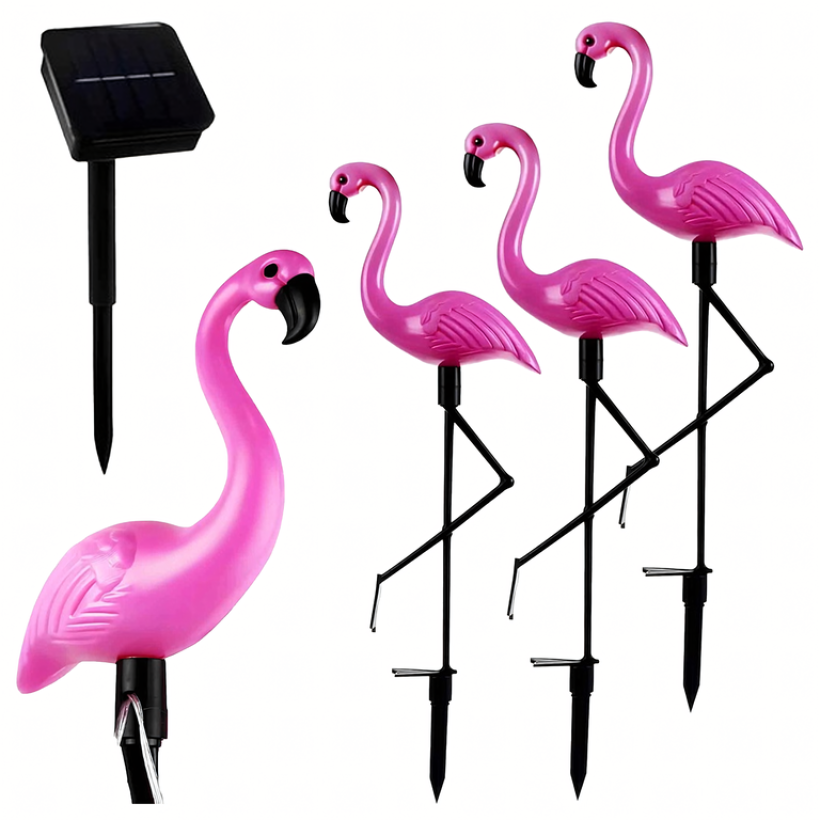 Lampa  solarna ogrodowa ozdobna flaming led dekoracja 3 szt CZĘŚCIOWO ŚWIECĄCE 