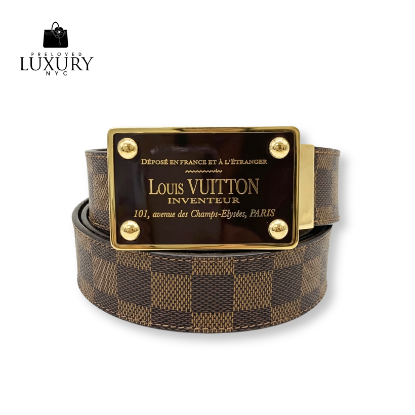 LOUIS VUITTON Damier M9677 Brown Leather Santure En Venture Belt #85/34