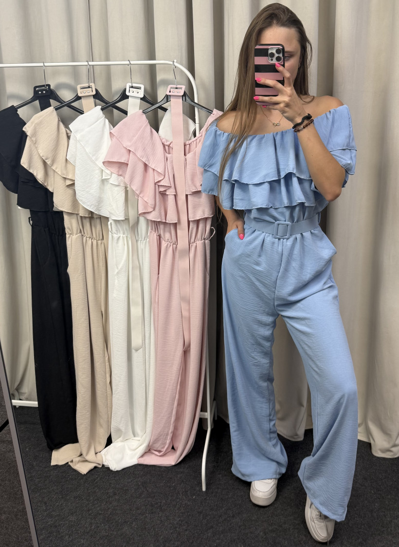 Kombinezon falbanka z paskiem długi