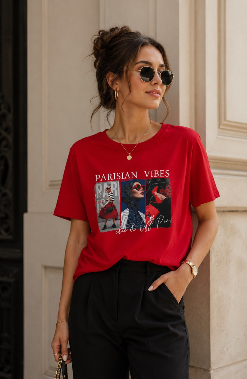 T-shirt Parisian Vibes Off Pink 