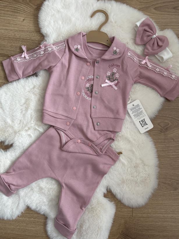Komplet 3 częściowy z body 100% bawełna + opaska