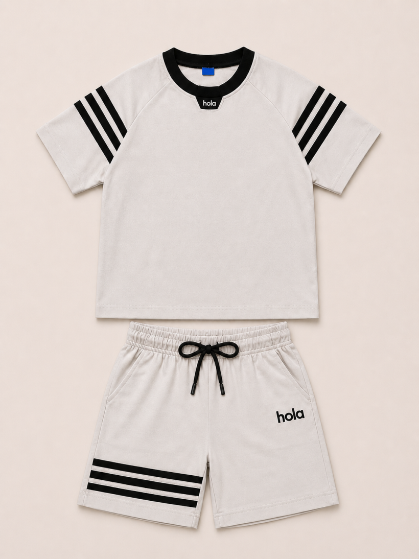 Komplet 2 cz T-shirt HOLA spodenki  HKD-314-POPIELATY