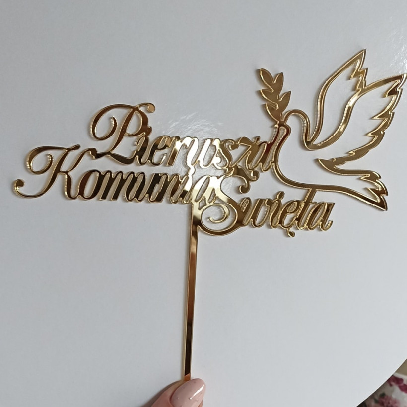 Topper Pierwsza Komunia Święta z gołąbkiem