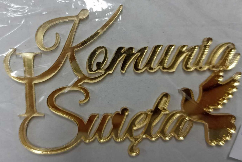 Topper I Komunia Święta z gołąbkiem na bok tortu