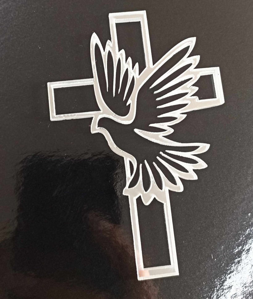 Topper Krzyż z gołąbkiem nr2 na bok tortu