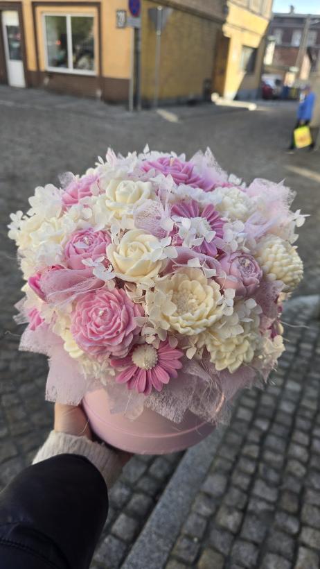 Flowerbox świece sojowe prezent podziękowanie komunia wesele urodziny 