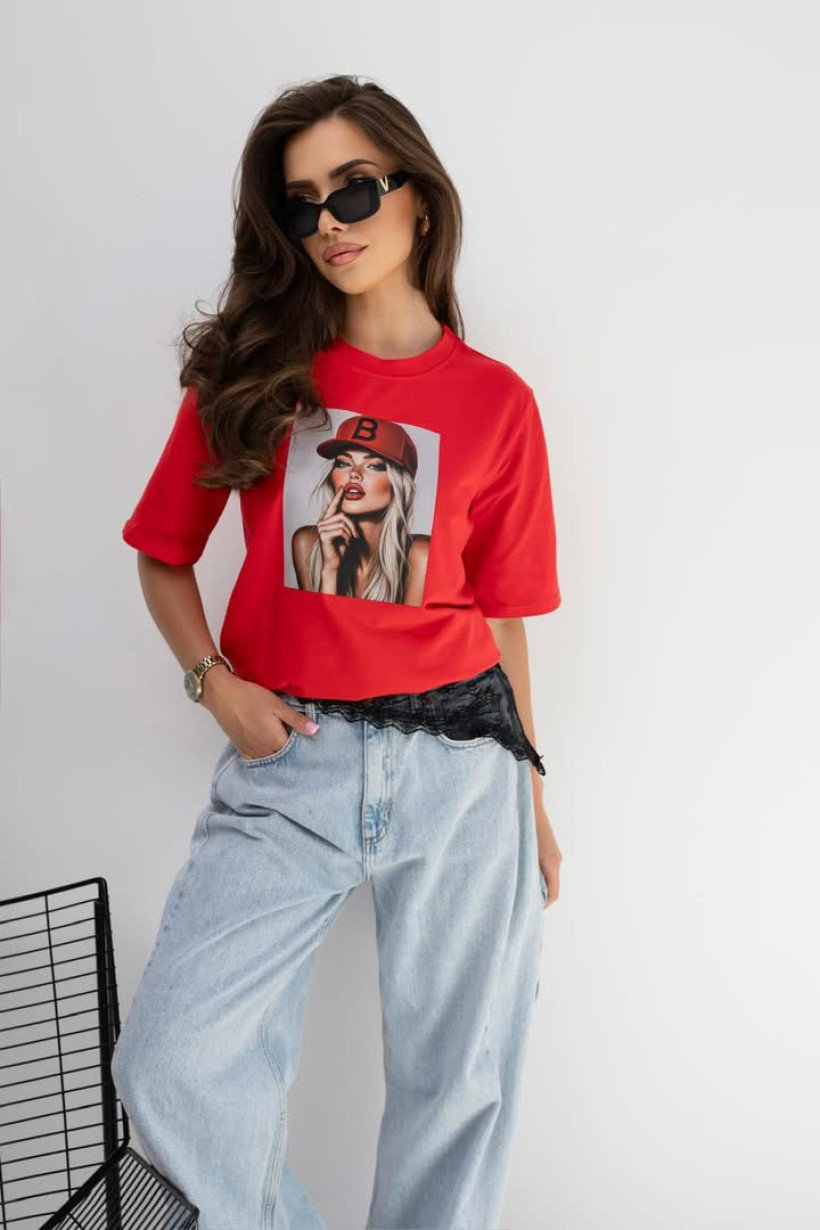 T-shirt Red Cap Girl Bocca 