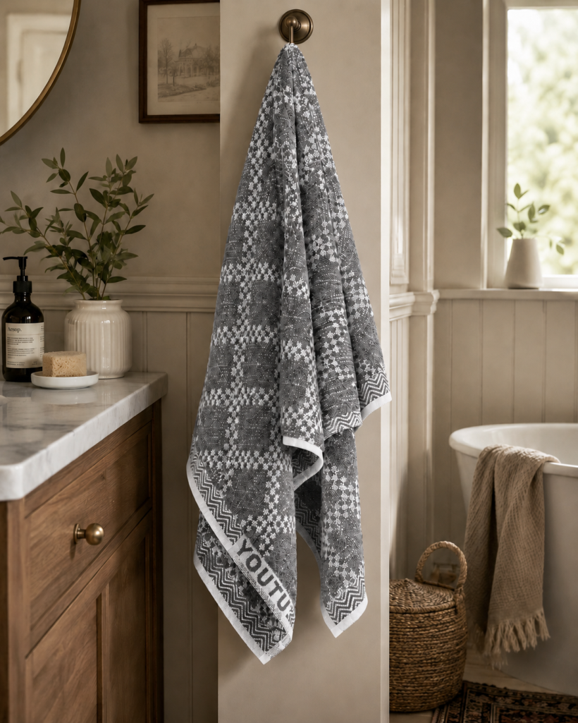 Ręcznik 50x100 cm bawełna 100% PJT 03 szara krata