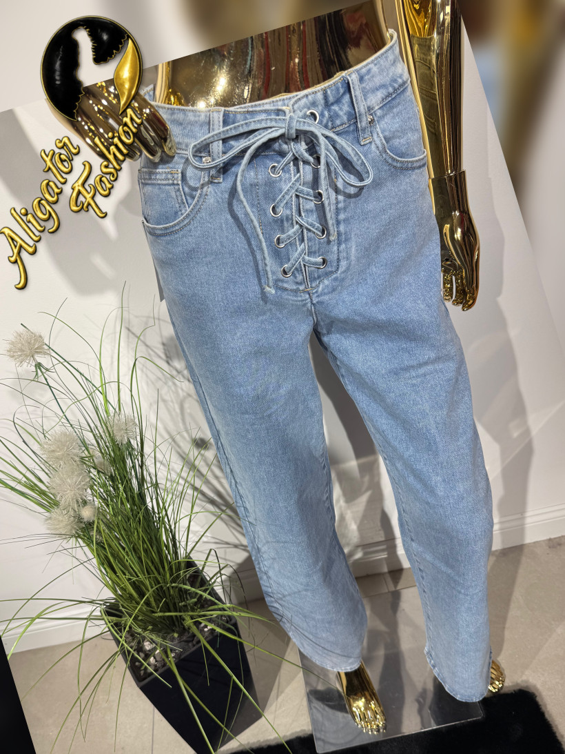 Spodnie jeans wiązane 