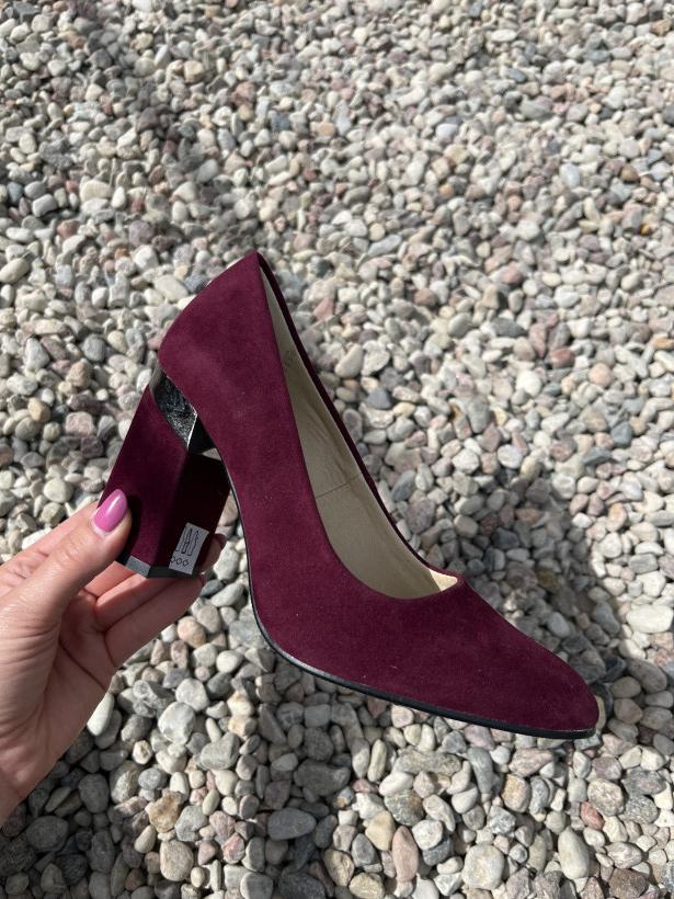 KAMEX 58 obcas 212 bordo zamsz