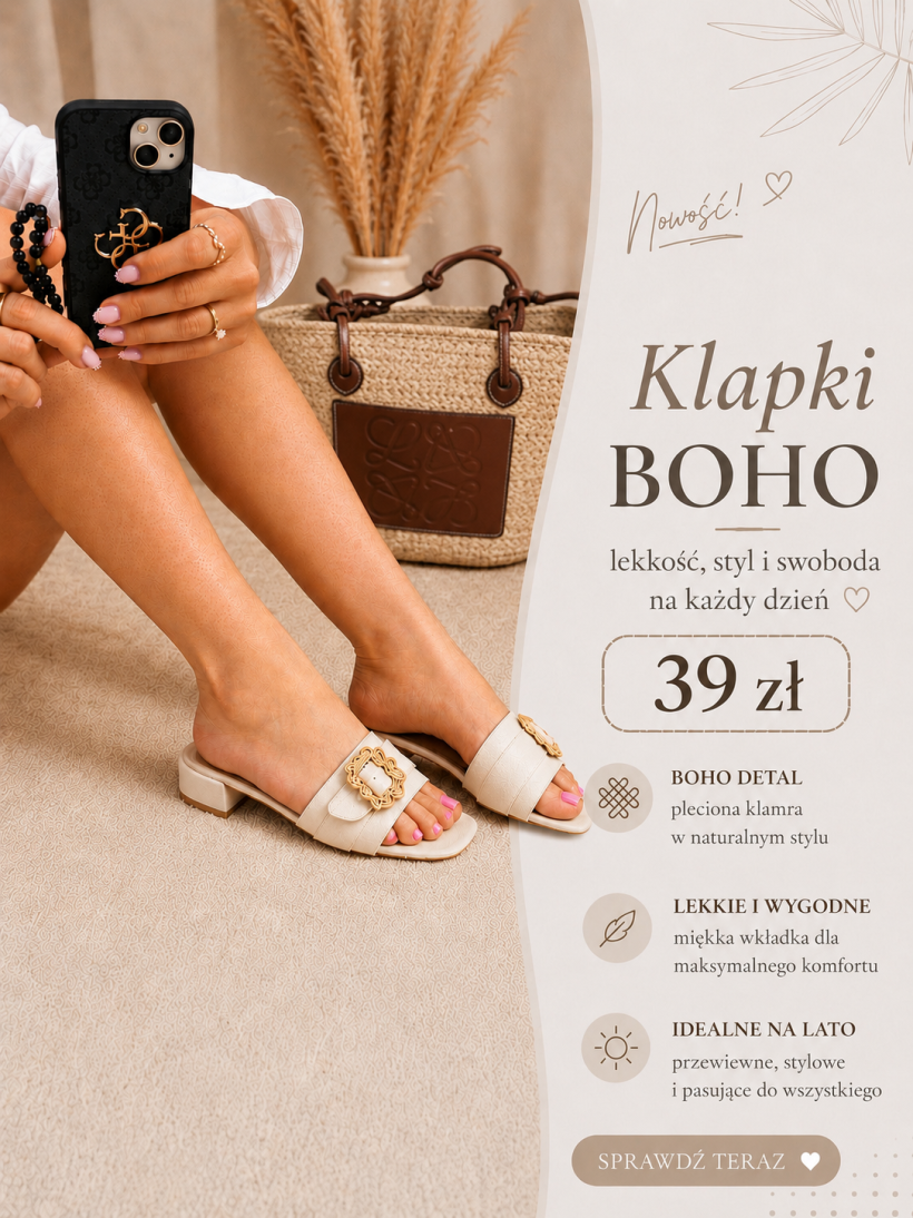 Klapki BOHO BEIGE