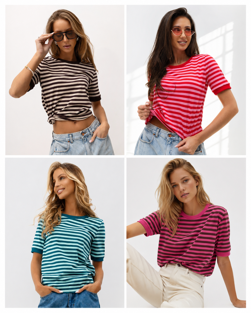 T-shirt w paski BOPOCO