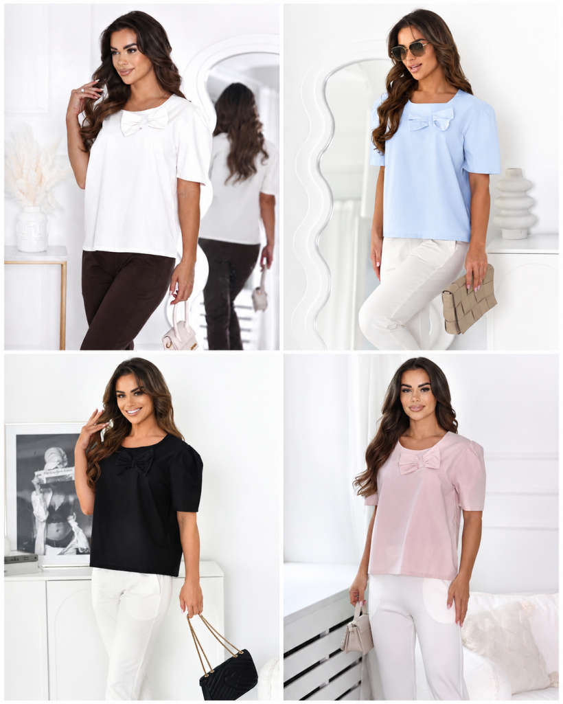 Bluzka Nita z kokardą Off PINK