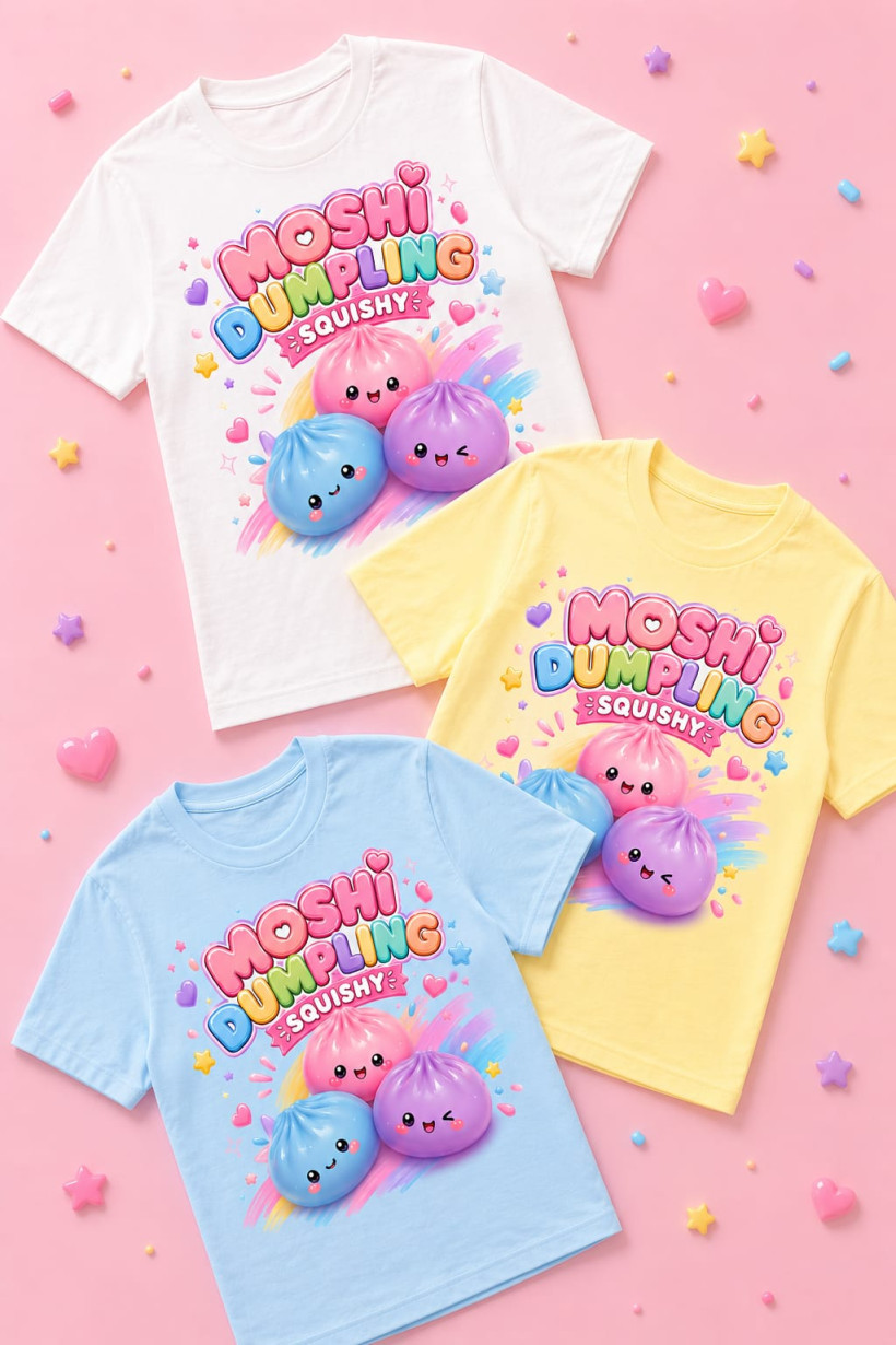 ZA T-shirt BŁĘKIT - 3 pierożki MOSHI 