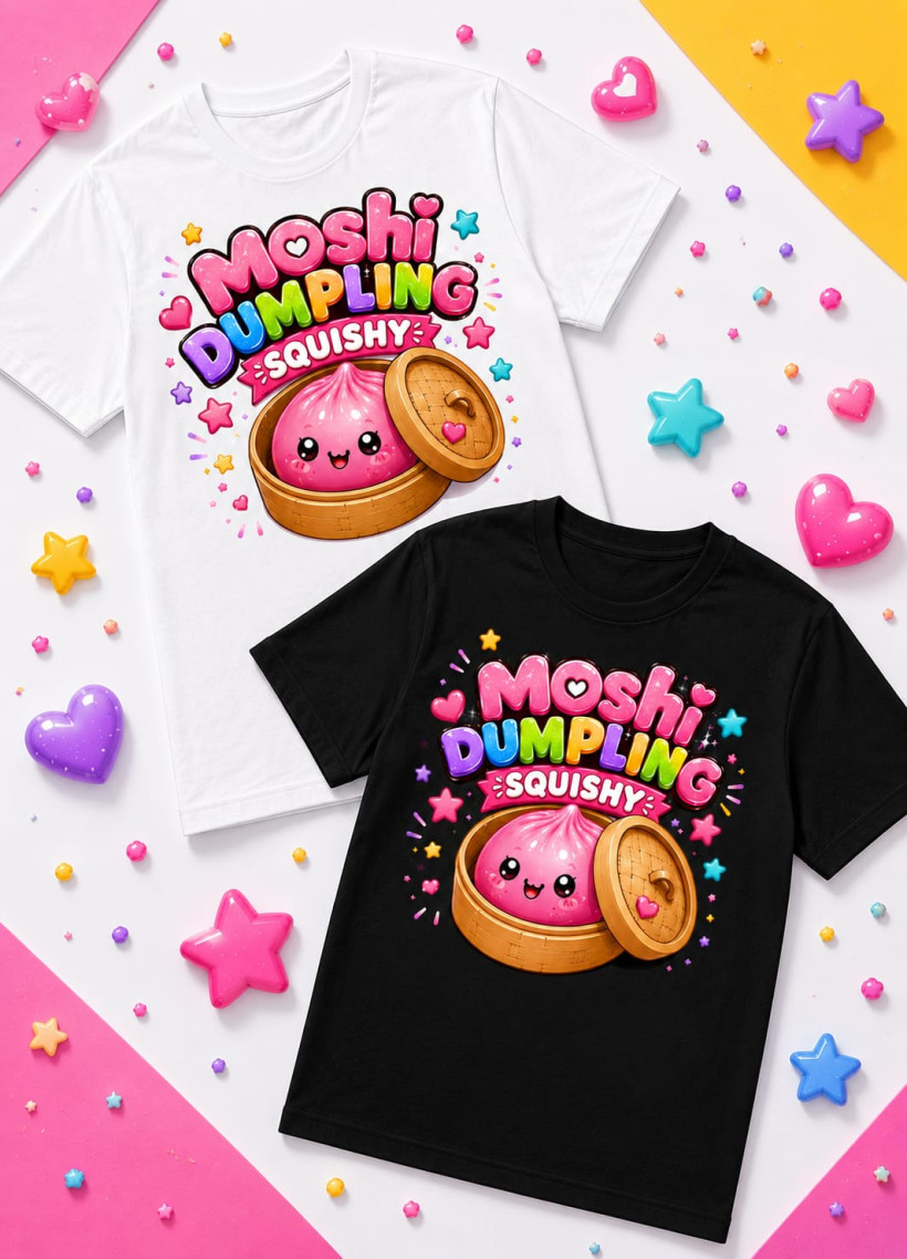 ZA T-shirt BIAŁY - Różowy pierożek MOSHI