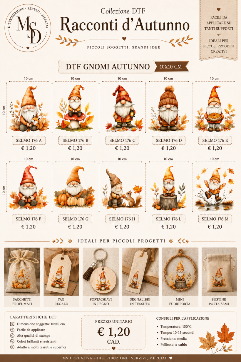 DTF Gnomi autunno 10 cm c.a