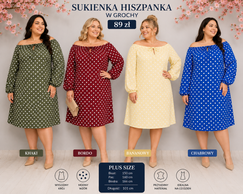 Sukienka wiskozowa hiszpanka Grochy