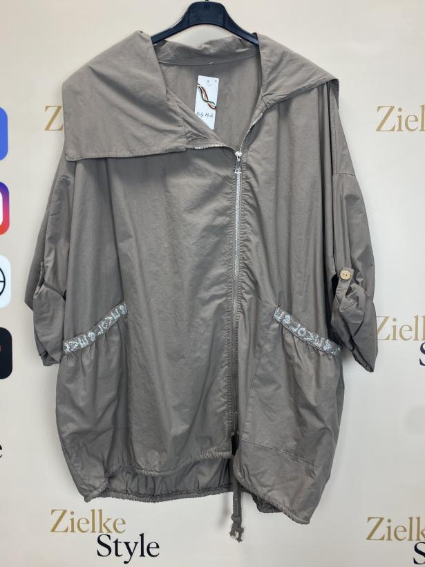 Italia nr 14 - Bluza / kurtka jednokolorowa z kołnierzem - na zamek 25613 - czekoladowe fango