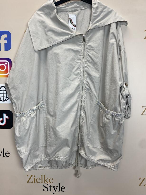 Italia nr 14 - Bluza / kurtka jednokolorowa z kołnierzem - na zamek 25613 - beżowa