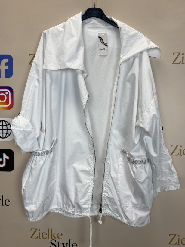 Italia nr 14 - Bluza / kurtka jednokolorowa z kołnierzem - na zamek 25613 - biała