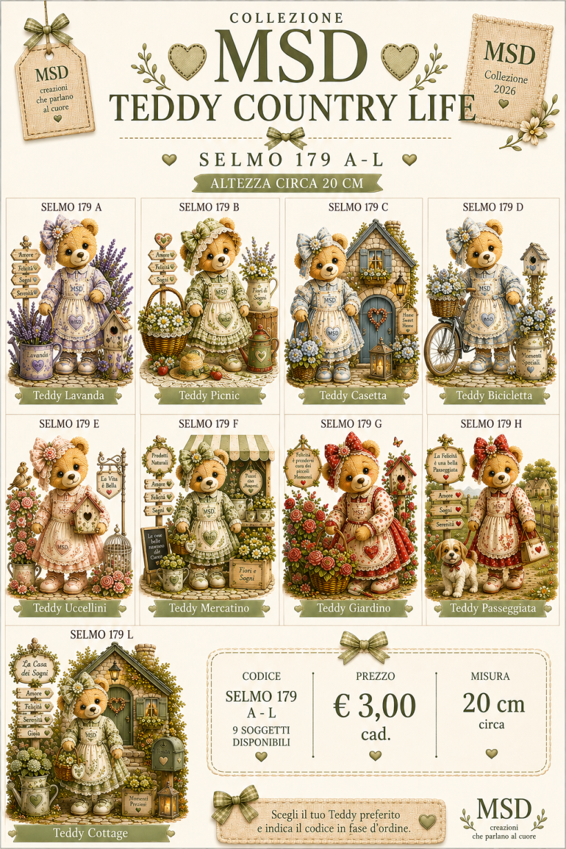 DTF TEDDY COUNTRY LIFE 20CM CIRCA