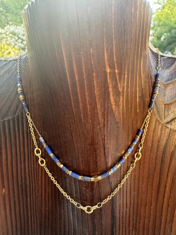 Double collier lapis bohm